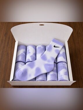 (10 Pairs) Ice Tie-Dye Sock Set | Hand Dyed Collection | Unisex 8–12 | Gift Box
